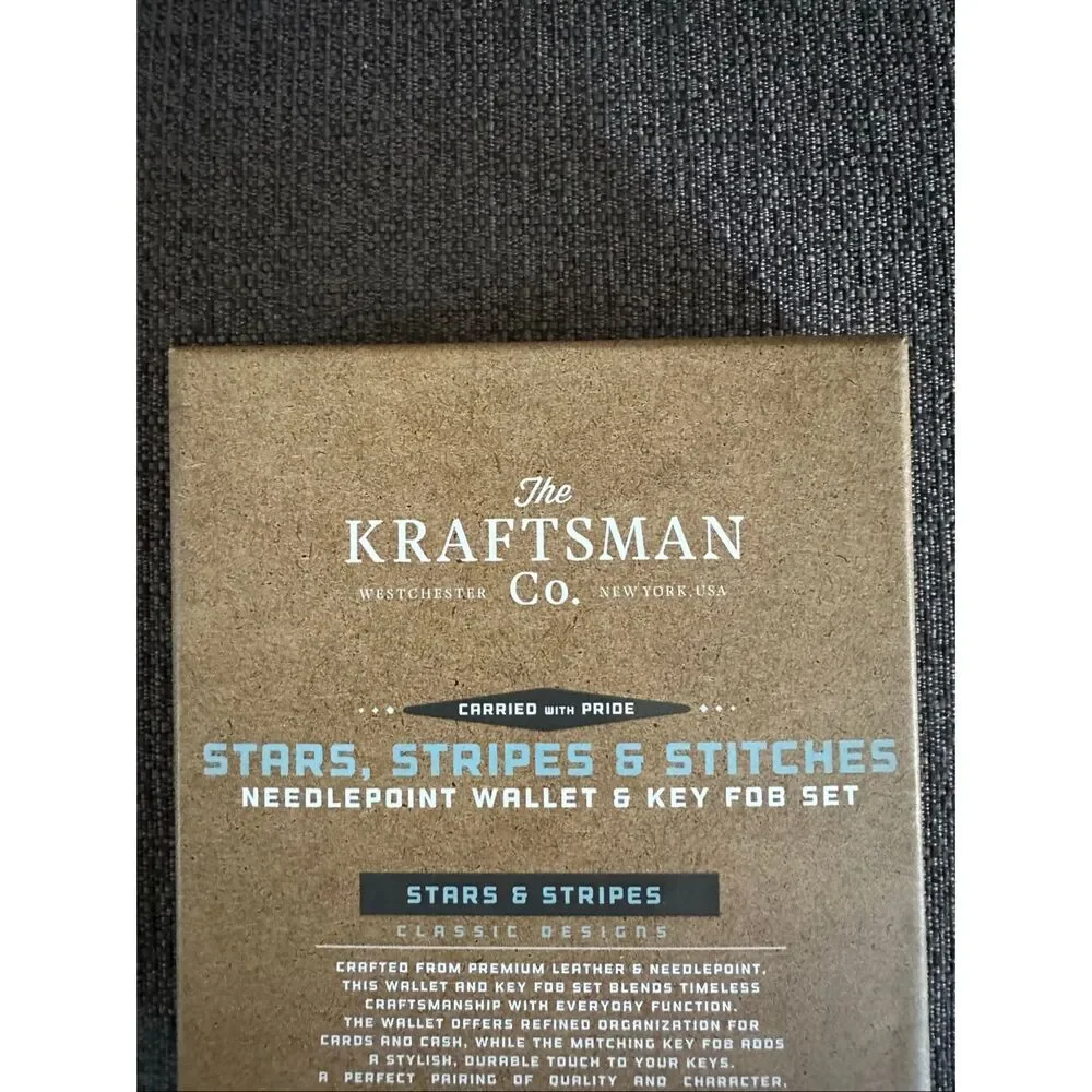 NWT The Kraftsman Co Stars Stripes and Stitches American Flag Needlepoint Wallet